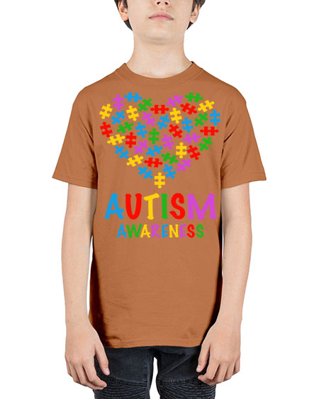 autism awareness heart love puzzle 15# - autism - Youth Tee Unisex