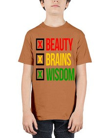 beauty brains wisdom 262# - black words and phrases - Youth Tee Unisex