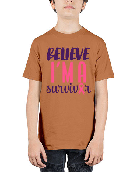 believe im a survivor Style 16# - breast cancer - Youth Tee Unisex