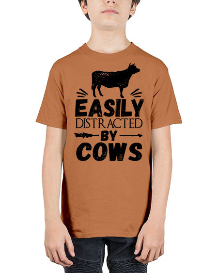 easily distracted by cows - cow - Youth Tee Unisex