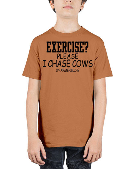 exercise please i chase cows - cow - Youth Tee Unisex