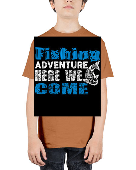 fishing adventure here we come png 52# - shark-fish - Youth Tee Unisex