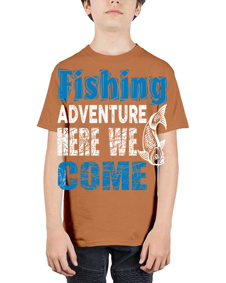 fishing adventure here we come png 79# - shark-fish - Youth Tee Unisex
