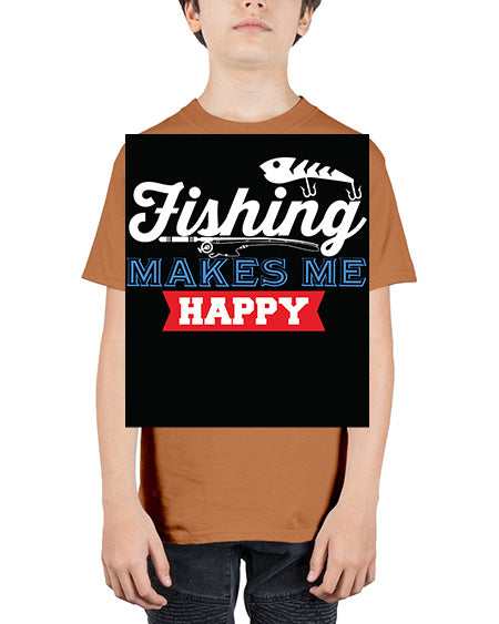 fishing makes me happy png 46# - shark-fish - Youth Tee Unisex