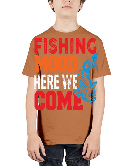 fishing mood here we come png 76# - shark-fish - Youth Tee Unisex