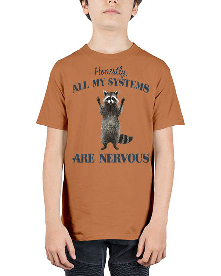 honestly all my systems are nervous 19# - raccoon - Youth Tee Unisex