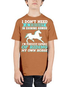i dont need a knight in shining armor - horse - Youth Tee Unisex