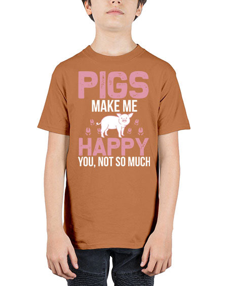 pigs make me happy Style 35# - pig - Youth Tee Unisex