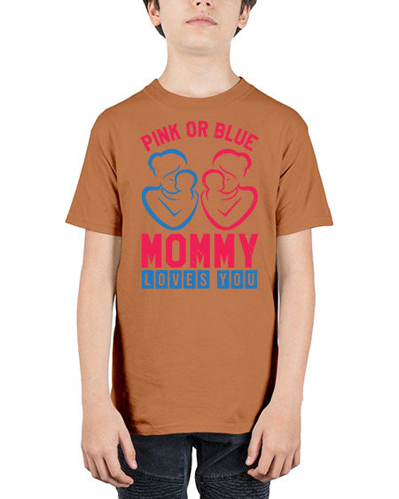 pink or blue Mommy Loves you Style 187# - baby shower - Youth Tee Unisex