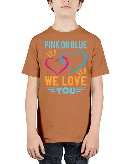 pink or blue we love you Style 190# - baby shower - Youth Tee Unisex
