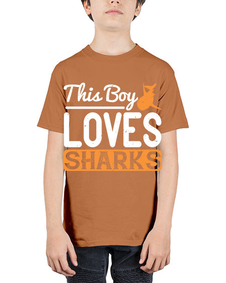 this boy loves sharks Style 14# - shark-fish - Youth Tee Unisex