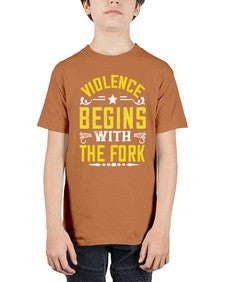 violence begins with the fork 456# - vegan - Youth Tee Unisex