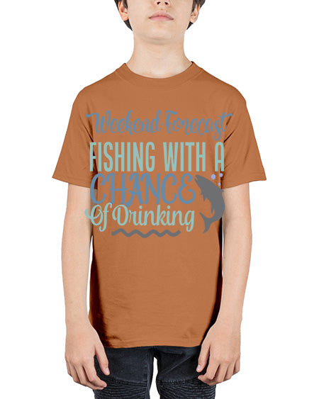 weekend forecast fishing with a chance of drinking 91# - shark-fish - Youth Tee Unisex