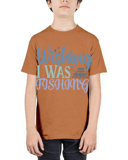 wishing i was fishing 90# - shark-fish - Youth Tee Unisex