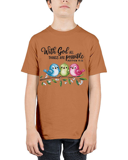 with god all things are possible 81# - birds - Youth Tee Unisex