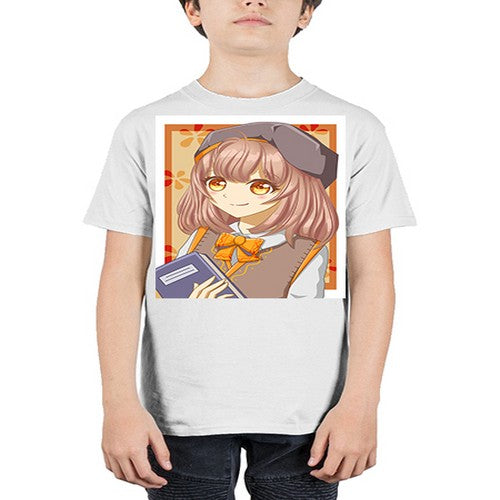 A beautiful girl wearing uniform with book 93# - anime - Youth Tee Unisex