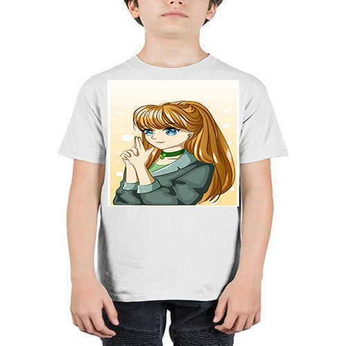 Beautiful and cool girl with long blonde hair 152# - anime - Youth Tee Unisex