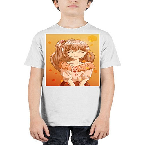 Beautiful and cute girl brown hair at sunset 164# - anime - Youth Tee Unisex