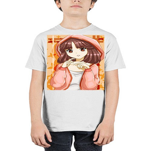 Beautiful and cute girl brown hair with jacket 81# - anime - Youth Tee Unisex