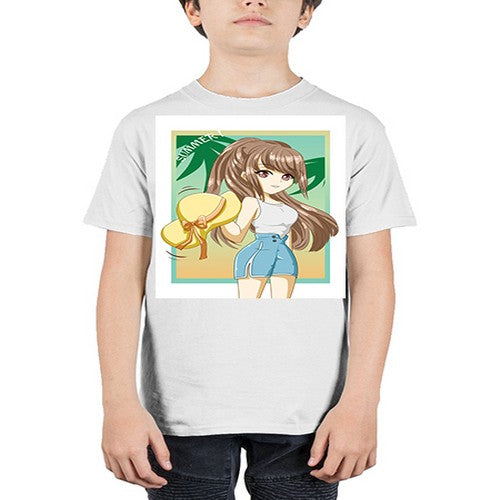 Beautiful and cute girl with hat on the beach in the summer 154# - anime - Youth Tee Unisex