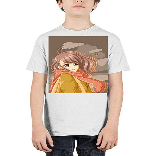 Beautiful and cute girl with scarf 91# - anime - Youth Tee Unisex