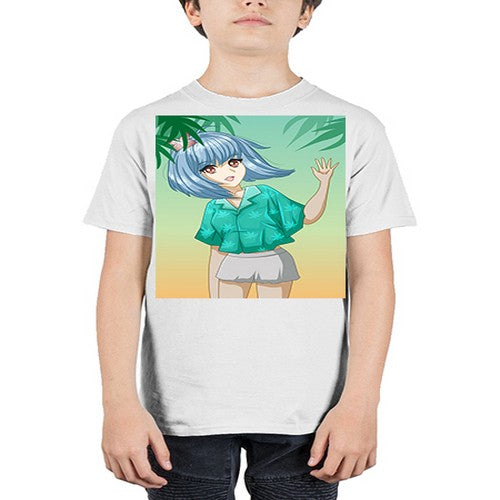 Beautiful and happy girl on the beach in summer 48# - anime - Youth Tee Unisex