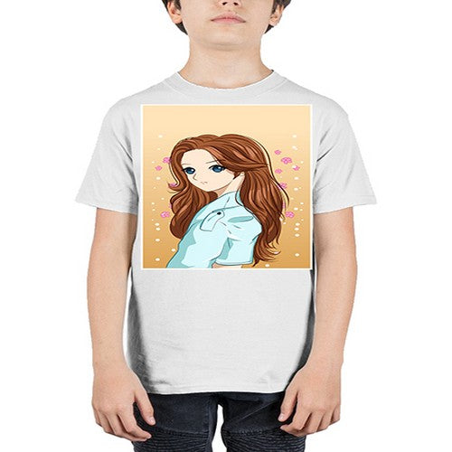 Beautiful and pretty girl brown long hair 123# - anime - Youth Tee Unisex