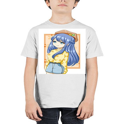 Beautiful and soft girl blue hair in summer 153# - anime - Youth Tee Unisex