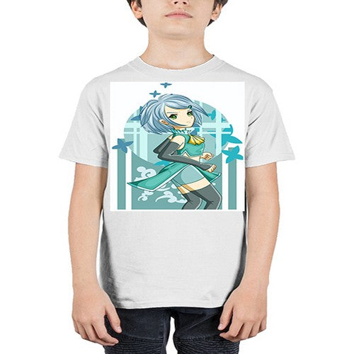 Beautiful girl blue hair with green clothes 161# - anime - Youth Tee Unisex