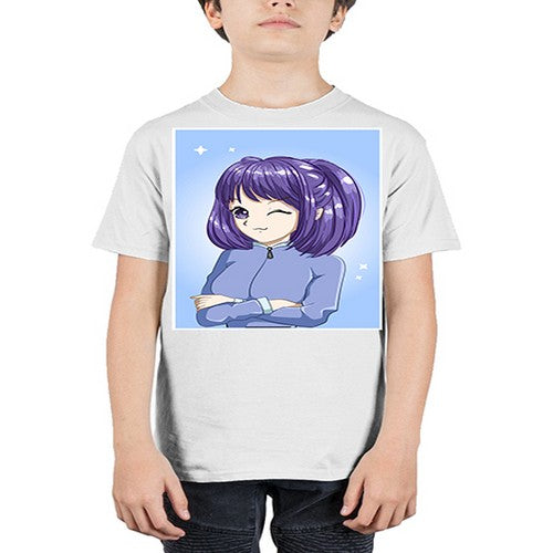 Beautiful girl short purple hair 6# - anime - Youth Tee Unisex