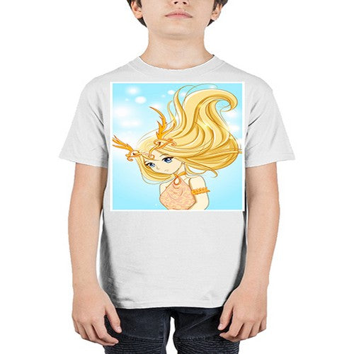 Beautiful queen with gold hair and gold horn crown 39# - anime - Youth Tee Unisex