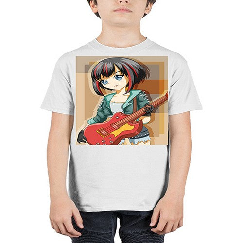 Beautiful rock girl with bass guitar perform 173# - anime - Youth Tee Unisex