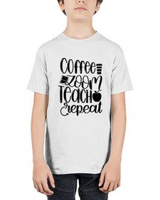 Coffee Zoom Teach Repeat Style 674# - teacher - Youth Tee Unisex