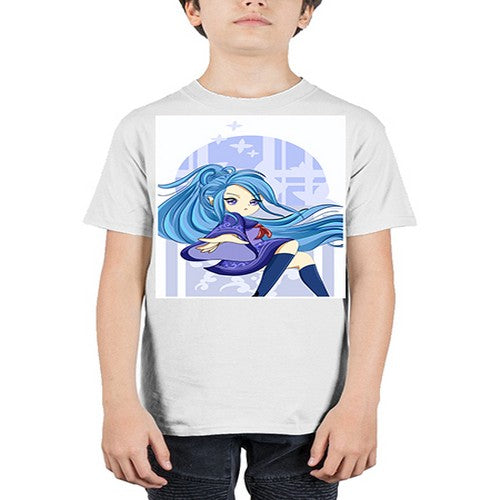 Cute and beautiful girl blue long hair cartoon 155# - anime - Youth Tee Unisex