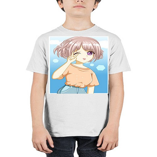 Cute and beautiful girl cream hair yellow shirt 29# - anime - Youth Tee Unisex