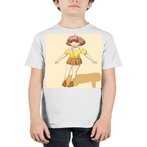 Cute and beautiful girl in summer with yellow dress 54# - anime - Youth Tee Unisex