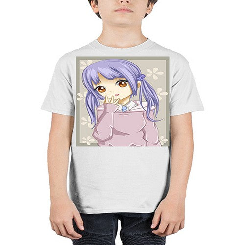 Cute and beautiful girl purple hair 25# - anime - Youth Tee Unisex