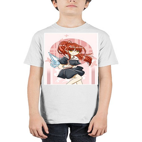 Cute and beautiful girl red long hair with sword cartoon 157# - anime - Youth Tee Unisex