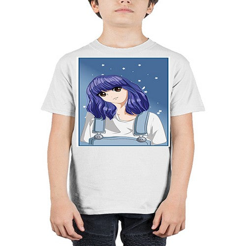 Cute and beautiful girl short purple hair 144# - anime - Youth Tee Unisex