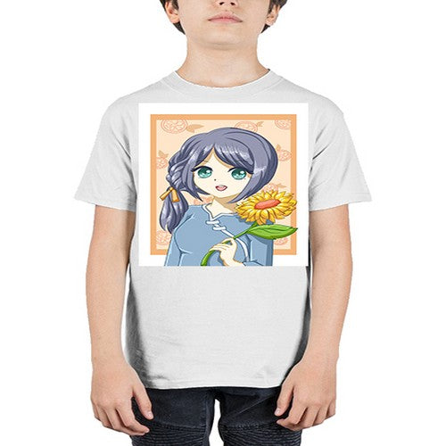 Cute and beautiful girl with sunflower in the summer 165# - anime - Youth Tee Unisex