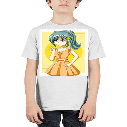 Cute and beautiful orange theme girl in summer 45# - anime - Youth Tee Unisex