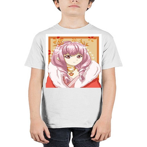 Cute and beautiful queen pink hair with red dress 124# - anime - Youth Tee Unisex