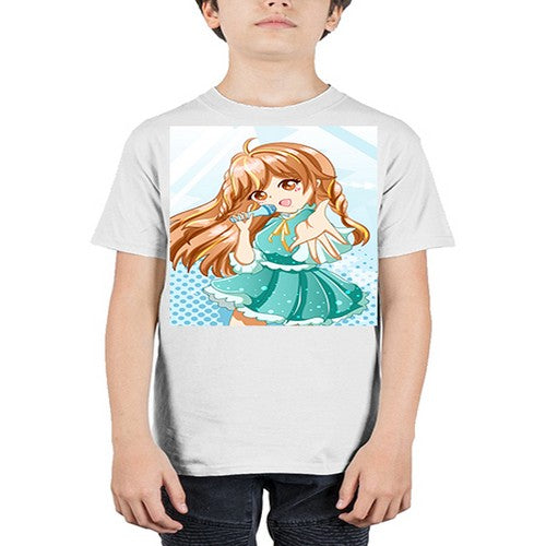 Cute and beautiful singer girl with green dress 163# - anime - Youth Tee Unisex