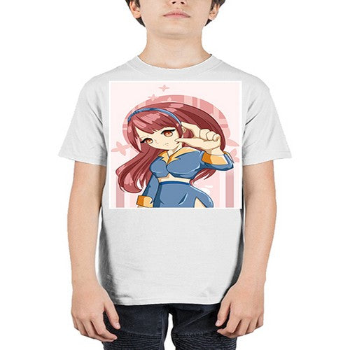 Cute and cool girl red long hair 166# - anime - Youth Tee Unisex