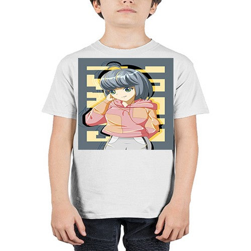 Cute and cool girl with jacket 80# - anime - Youth Tee Unisex