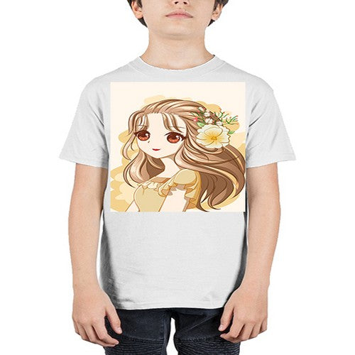 Cute and happy girl with flowers crown 57# - anime - Youth Tee Unisex