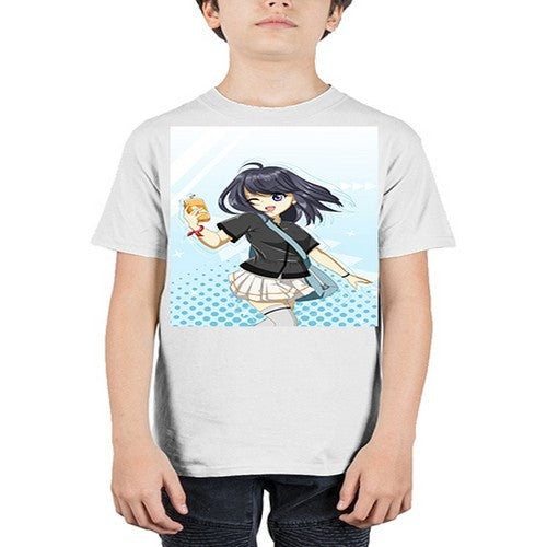 Cute and happy student girl with banana milk 4# - anime - Youth Tee Unisex