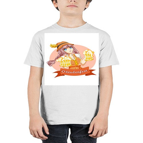 Cute and happy woman celebrating oktoberfest with beer 177# - anime - Youth Tee Unisex