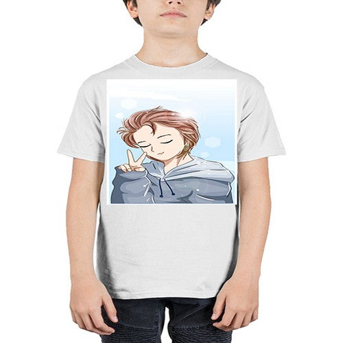 Cute boy brown hair with blue jacket 126# - anime - Youth Tee Unisex