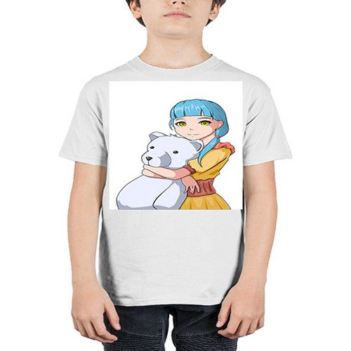 Cute girl with bear doll 26# - anime - Youth Tee Unisex
